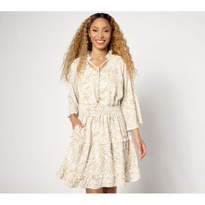 Belle by Kim Gravel Women's Plus Sz Dress 3X Seascape Tiered Brown A639658